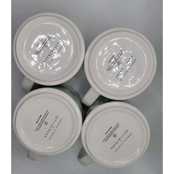 Pottery Barn Lot of 4 Coffee Mugs Rebecca Atwood Lemon Stoneware Cups - Picture 3 of 5